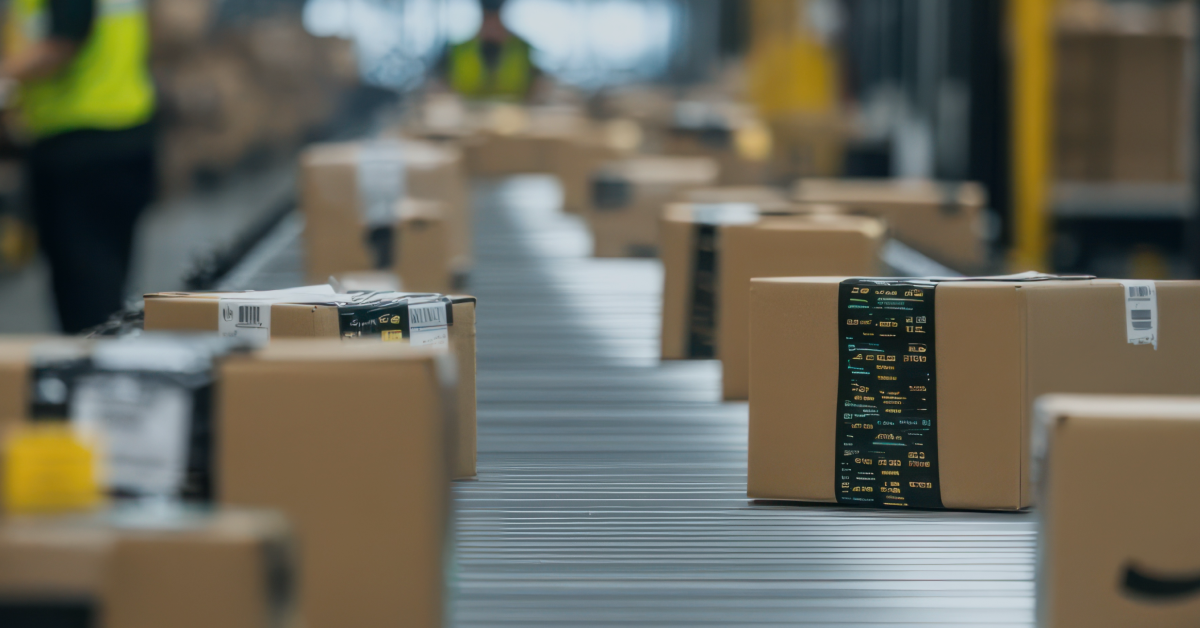 An image showing orders moving along a conveyor belt.